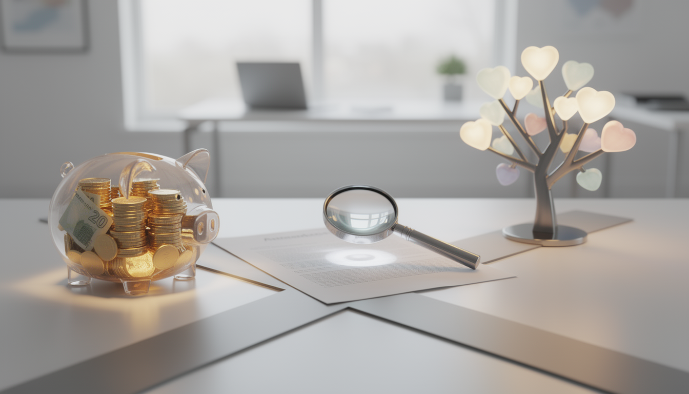 Символическое изображение выбора между финансовой стабильностью и семейными обязательствами в деловой обстановке.