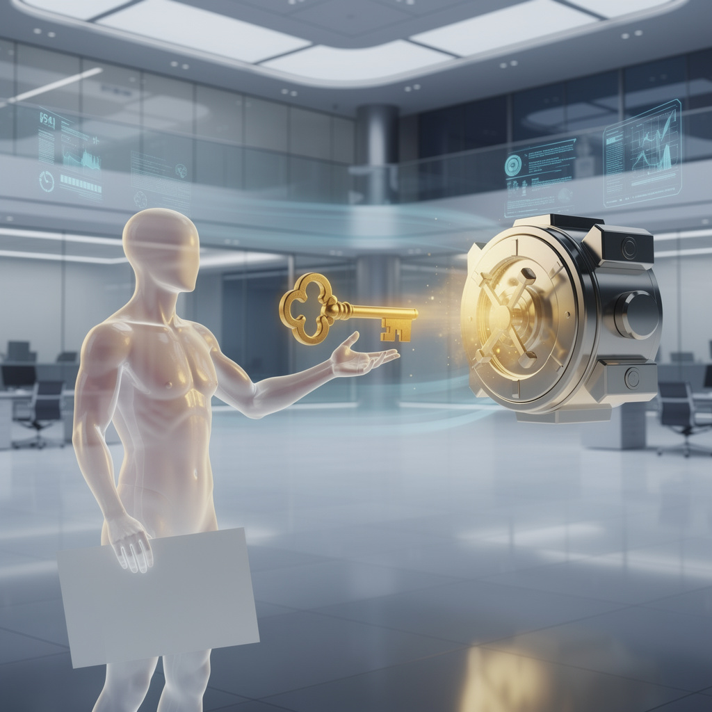 Концептуальное изображение доступа к кредиту без подтверждения дохода в современном банке.