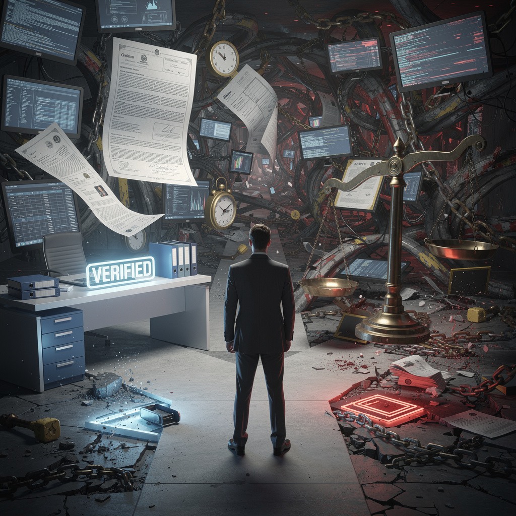 Символическое изображение последствий искажения данных о работе в офисе